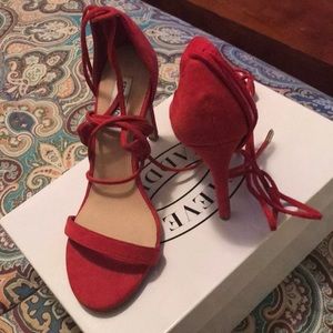 Red Steve Madden laced sandal